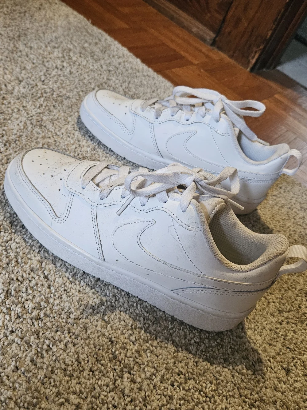 Nike Big Kids Court Borough Low Recraft All-White Low-Top Sneaker